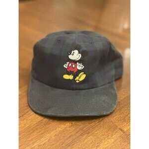 Vintage The Disney Store Mickey Mouse Mens Adjustable Hat Cap Plaid Green Blue